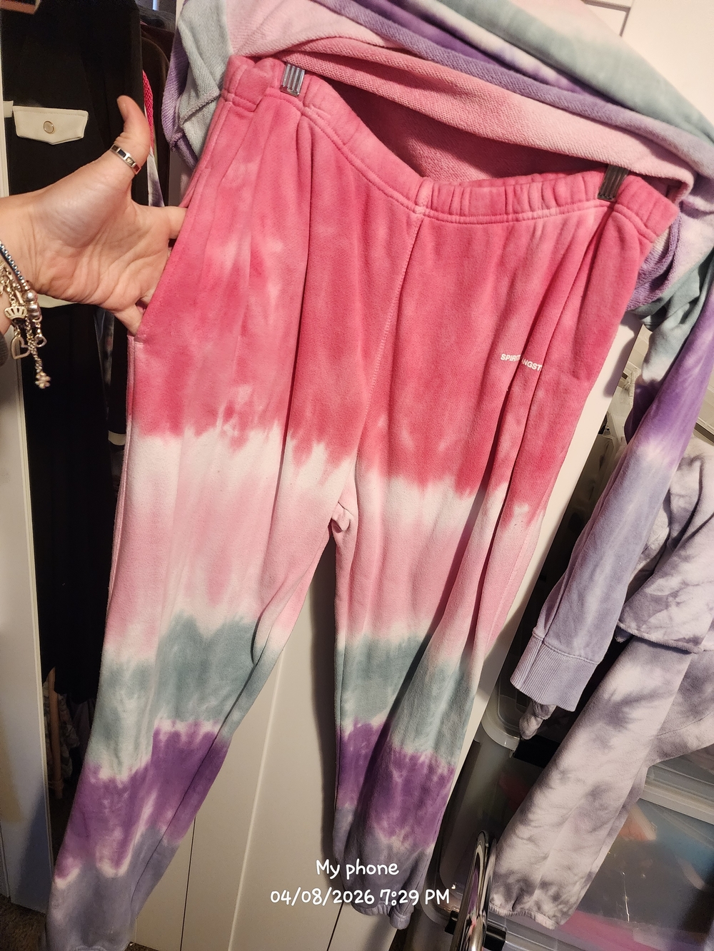 Spiritual Gangster Tie-Dye Track Pants & Top Set - Pink, Green, Purple - Picture 3 of 5